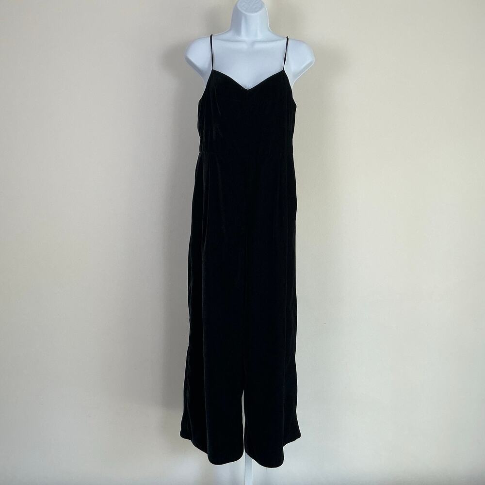 J.Crew Black Velvet Cropped Wide Leg Jumpsuit Size 6 Holiday Cocktail